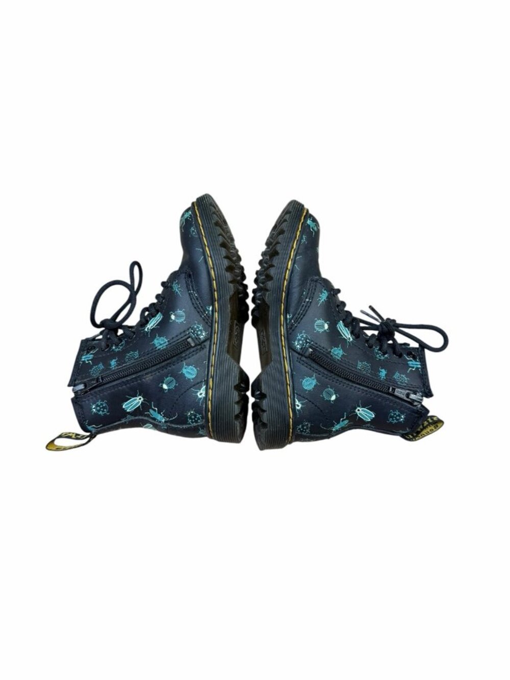 Dr. Martens Kids Black Boots with Teal Bug Print - Picture 7 of 9